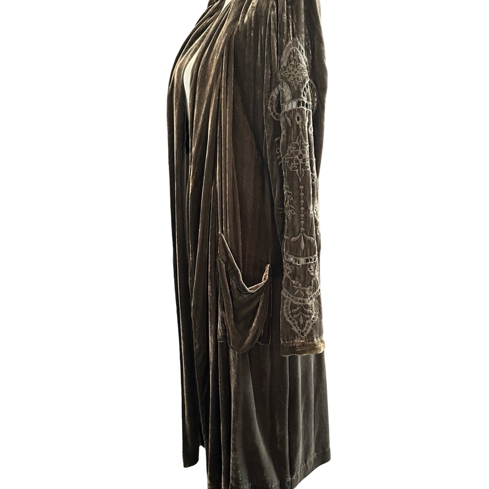 Johnny Was Love Duster Velvet Long Kimono Embroidered Gray M Whimsigoth READ - Picture 3 of 15